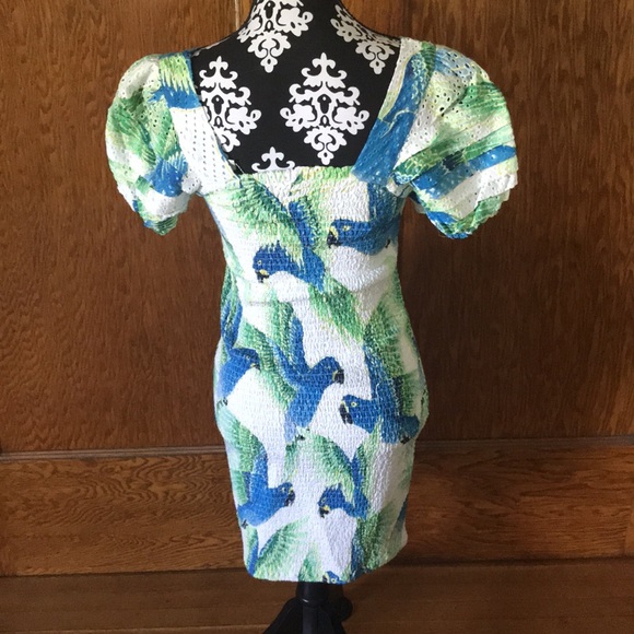 Farm Rio Araras Mini Dress Tropical Birds Stretchy NWT - Picture 9 of 13